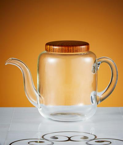 Glacier Coffee Pot in Glass And Wood