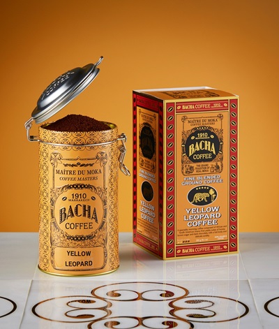 bacha-fine-blended-yellow-leopard-autograph-canister-packed-ground-coffee-beans